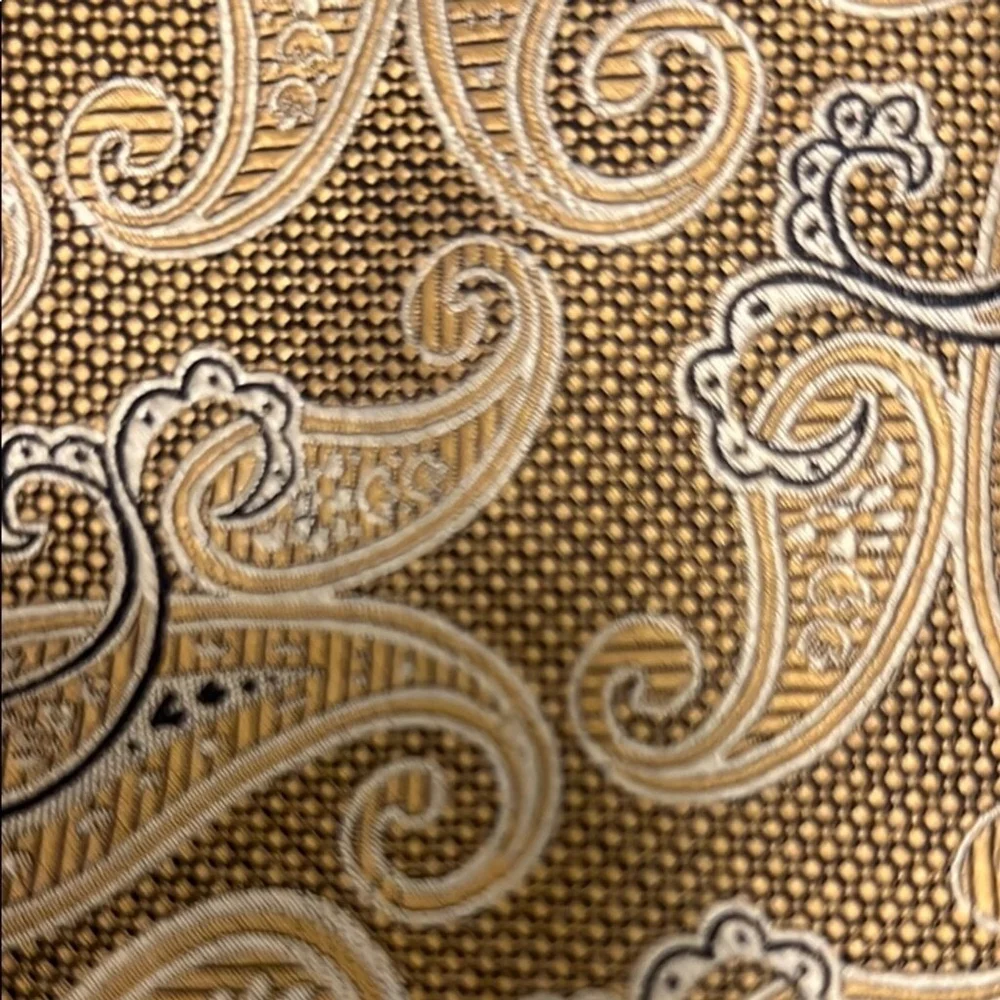 Gold Paisley Silk Neck Tie Mens Classic Width Dress Wedding Preppy